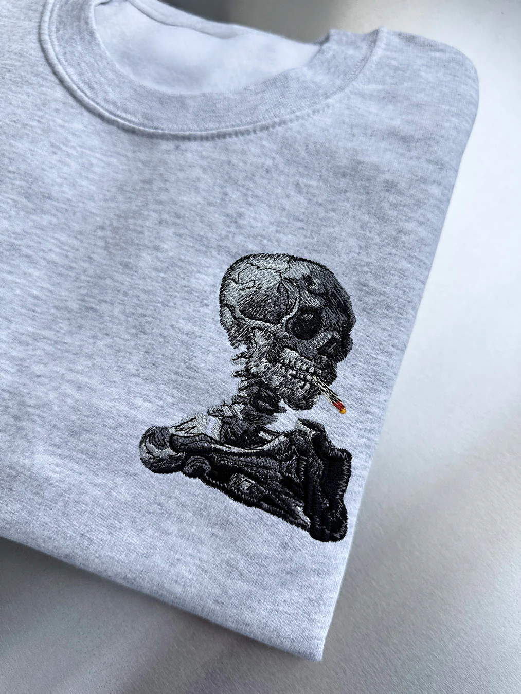Skull Of A Skeleton With Burning Cigarette